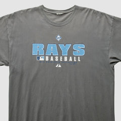 Tampa Bay Rays Majestic 2000s T-Shirt Gray Vintage