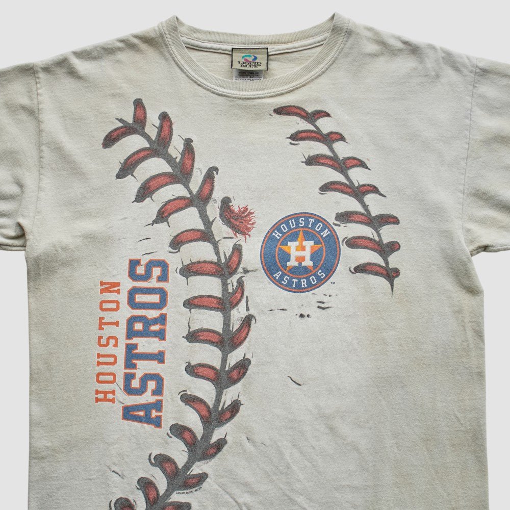 Houston Astros Liquid Blue 2000s T-Shirt Beige Vintage