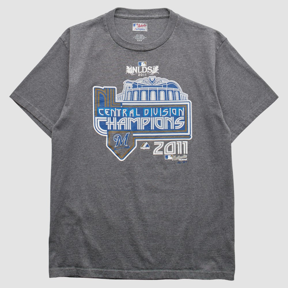 Milwaukee Brewers Majestic 2011 T-Shirt Gray Vintage
