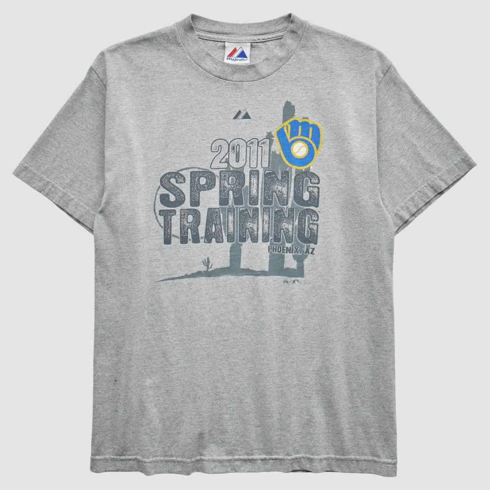 Milwaukee Brewers Majestic 2011 T-Shirt Gray Vintage