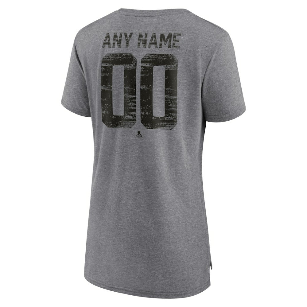 Anaheim Ducks Women's Heritage Custom Tri-Blend T-Shirt Gray