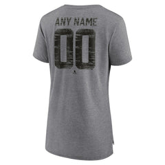 Calgary Flames Women's Heritage Custom Tri-Blend T-Shirt Gray