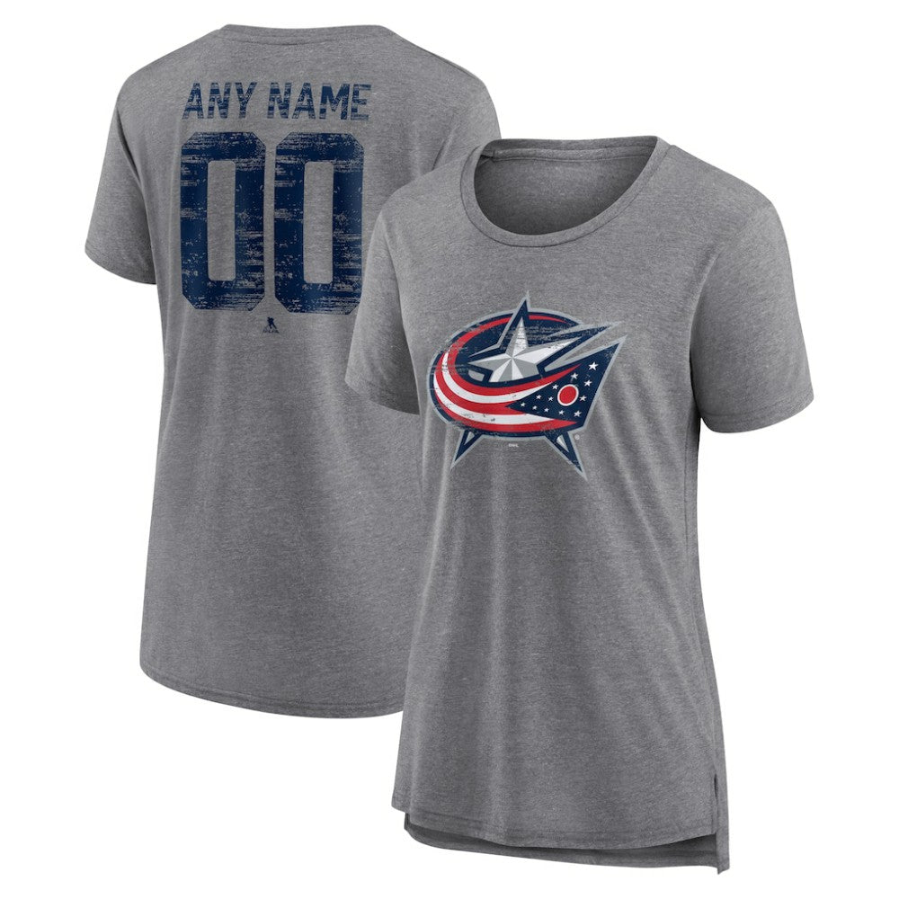 Columbus Blue Jackets Women's Heritage Custom Tri-Blend T-Shirt Gray