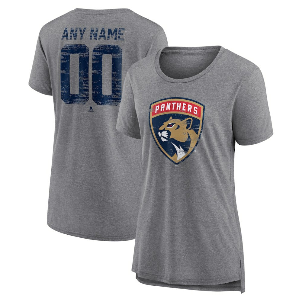 Florida Panthers Women's Heritage Custom Tri-Blend T-Shirt Gray