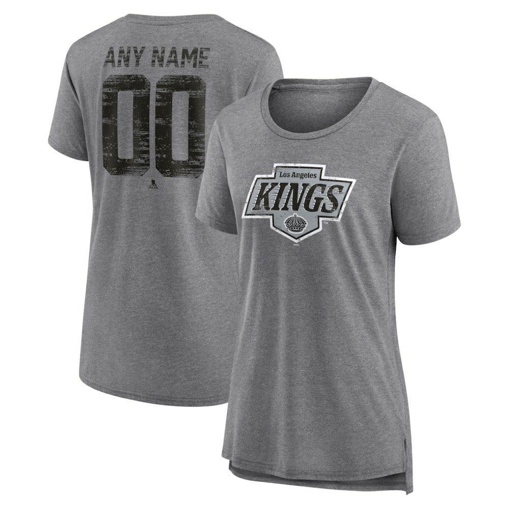 Los Angeles Kings Women's Heritage Custom Tri-Blend T-Shirt Gray