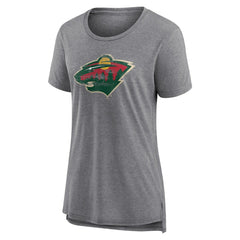 Minnesota Wild Women's Heritage Custom Tri-Blend T-Shirt Gray