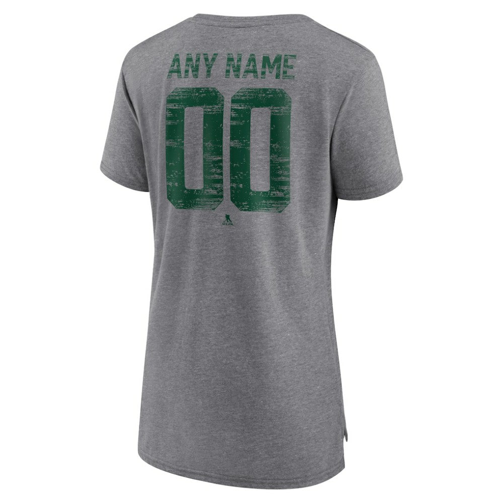 Minnesota Wild Women's Heritage Custom Tri-Blend T-Shirt Gray