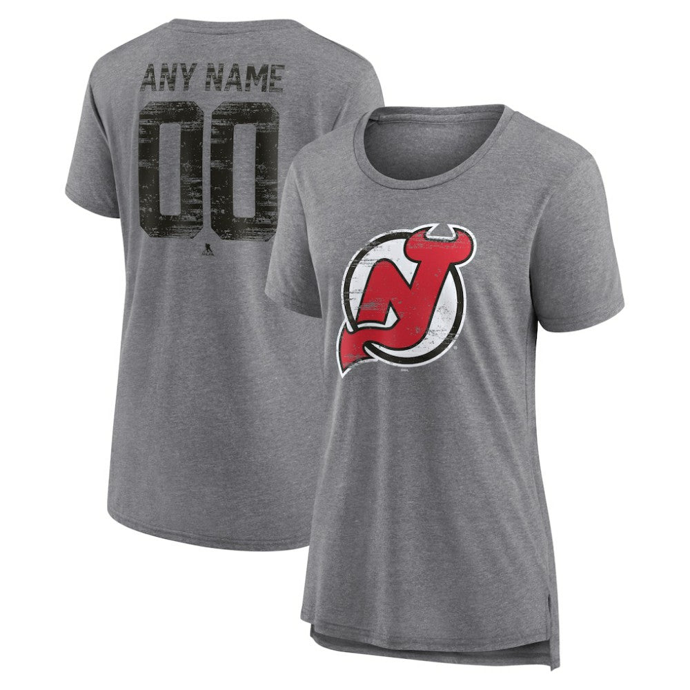 New Jersey Devils Women's Heritage Custom Tri-Blend T-Shirt Gray