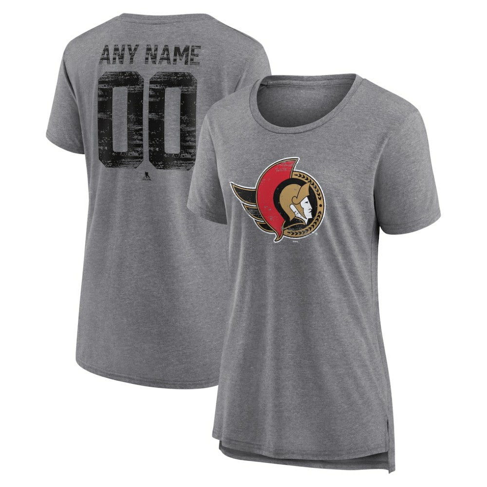 Ottawa Senators Women's Heritage Custom Tri-Blend T-Shirt Gray