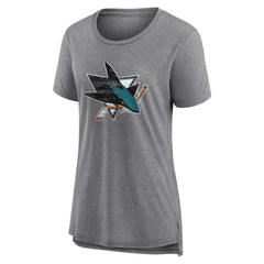San Jose Sharks Women's Heritage Custom Tri-Blend T-Shirt Gray