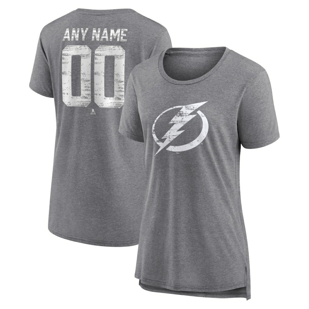 Tampa Bay Lightning Women's Heritage Custom Tri-Blend T-Shirt Gray