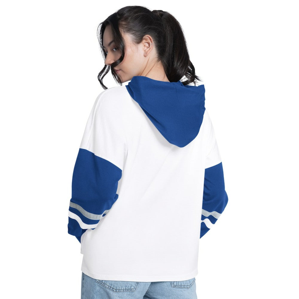 Los Angeles Dodgers G-III 4Her by Carl Banks Women's Key Player Oversized Hooded Long Sleeve T-Shirt White/Royal
