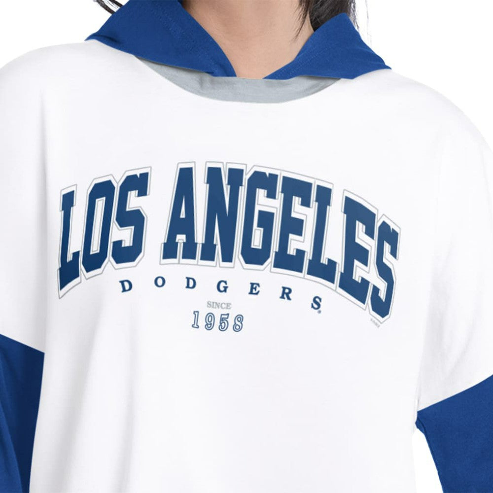 Los Angeles Dodgers G-III 4Her by Carl Banks Women's Key Player Oversized Hooded Long Sleeve T-Shirt White/Royal
