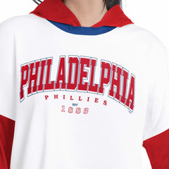 Philadelphia Phillies G-III 4Her by Carl Banks Women's Key Player Oversized Hooded Long Sleeve T-Shirt White/Red