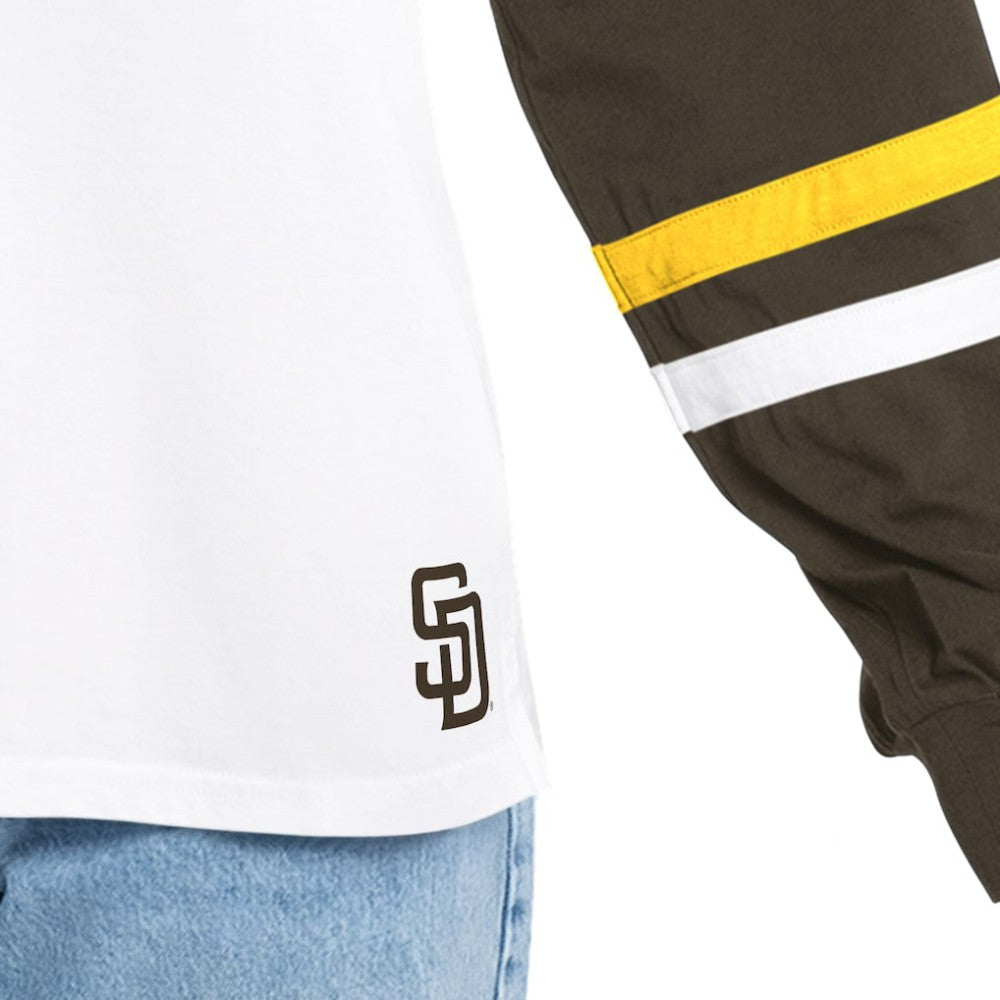 San Diego Padres G-III 4Her by Carl Banks Women's Key Player Oversized Hooded Long Sleeve T-Shirt White/Brown