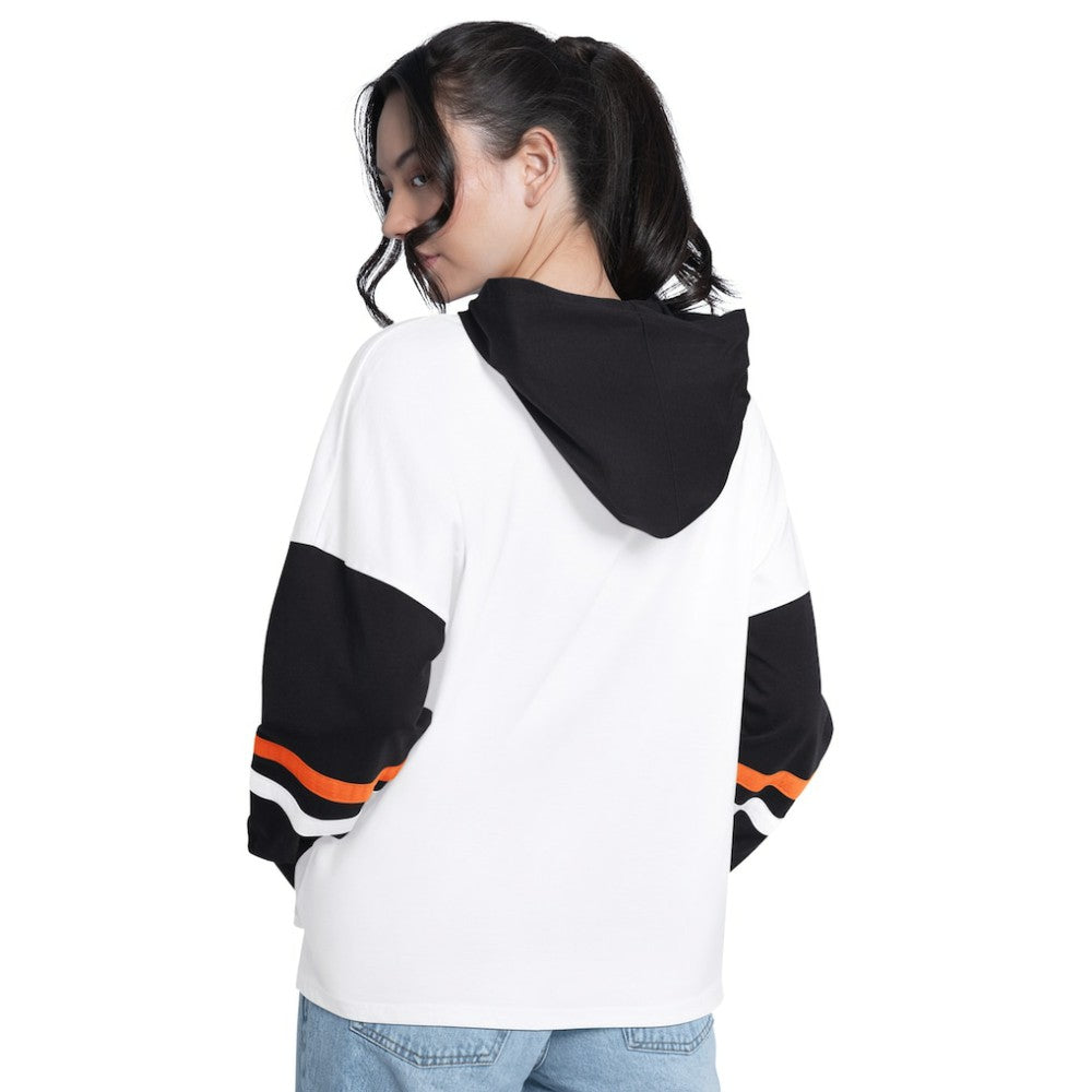 San Francisco Giants G-III 4Her by Carl Banks Women's Key Player Oversized Hooded Long Sleeve T-Shirt White/Black