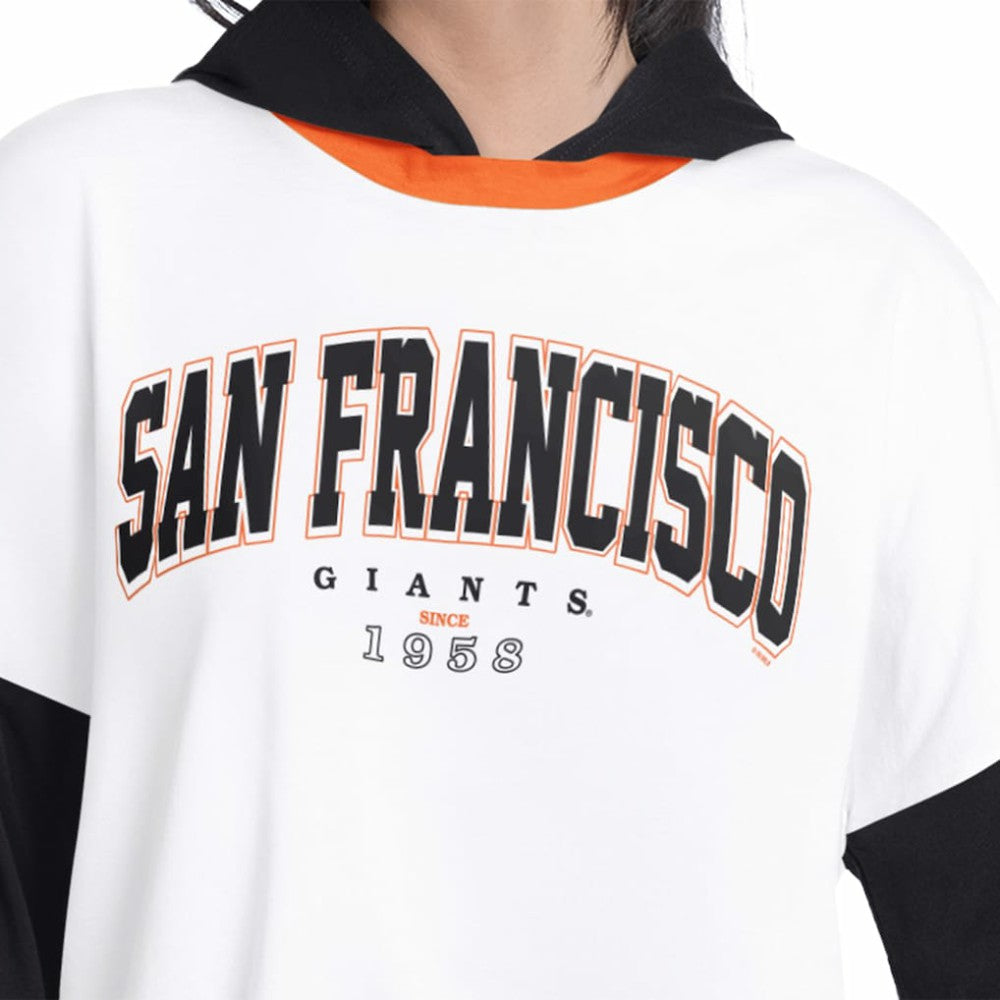 San Francisco Giants G-III 4Her by Carl Banks Women's Key Player Oversized Hooded Long Sleeve T-Shirt White/Black