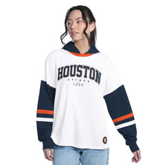 Houston Astros G-III 4Her by Carl Banks Women's Key Player Oversized Hooded Long Sleeve T-Shirt White/Navy