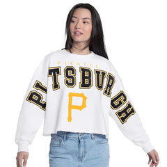 Pittsburgh Pirates G-III 4Her by Carl Banks Women's Bleachers Cropped Pullover Sweatshirt White