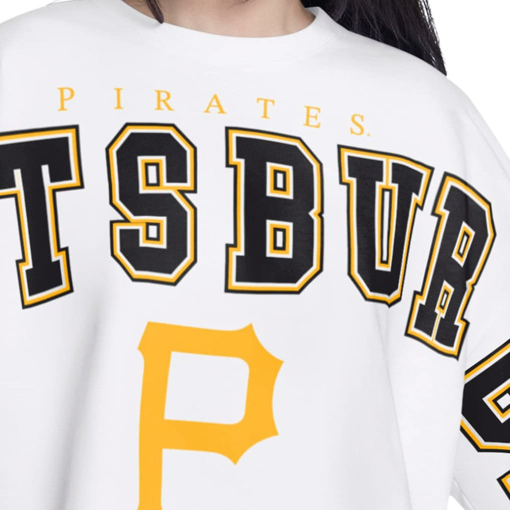 Pittsburgh Pirates G-III 4Her by Carl Banks Women's Bleachers Cropped Pullover Sweatshirt White
