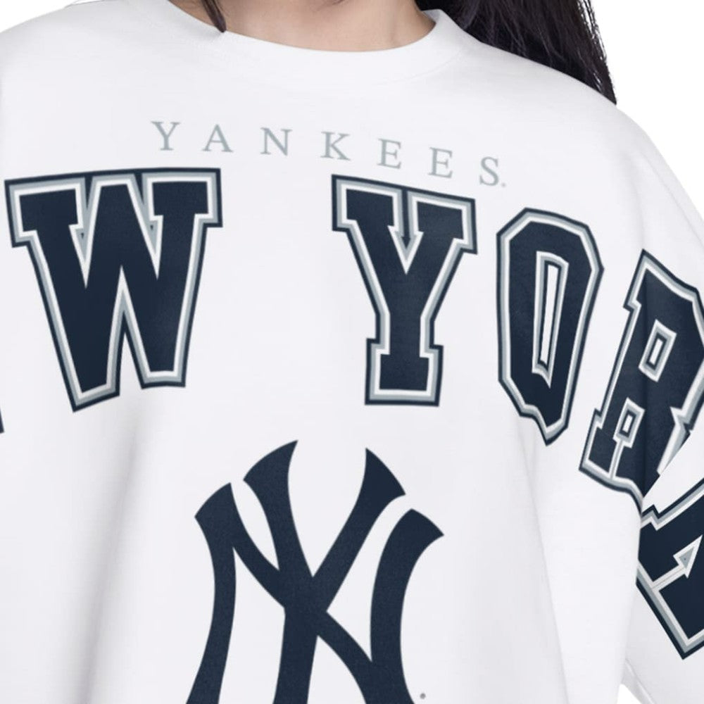 New York Yankees G-III 4Her by Carl Banks Women's Bleachers Cropped Pullover Sweatshirt White