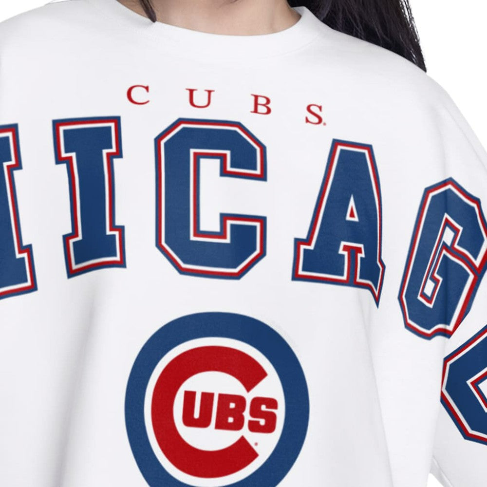 Chicago Cubs G-III 4Her by Carl Banks Women's Bleachers Cropped Pullover Sweatshirt White