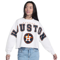 Houston Astros G-III 4Her by Carl Banks Women's Bleachers Cropped Pullover Sweatshirt White