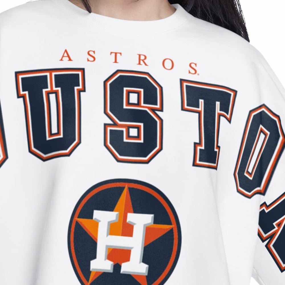 Houston Astros G-III 4Her by Carl Banks Women's Bleachers Cropped Pullover Sweatshirt White