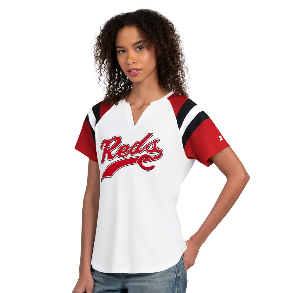 Cincinnati Reds Starter Women's Game On Notch Neck T-Shirt White