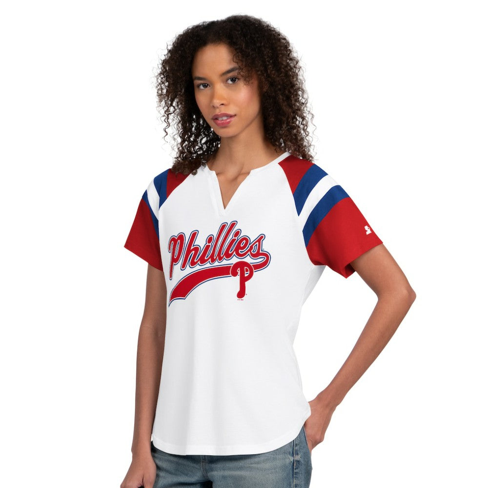 Philadelphia Phillies Starter Women's Game On Notch Neck T-Shirt White