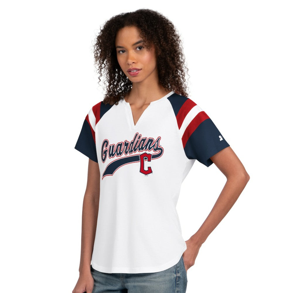 Cleveland Guardians Starter Women's Game On Notch Neck T-Shirt White