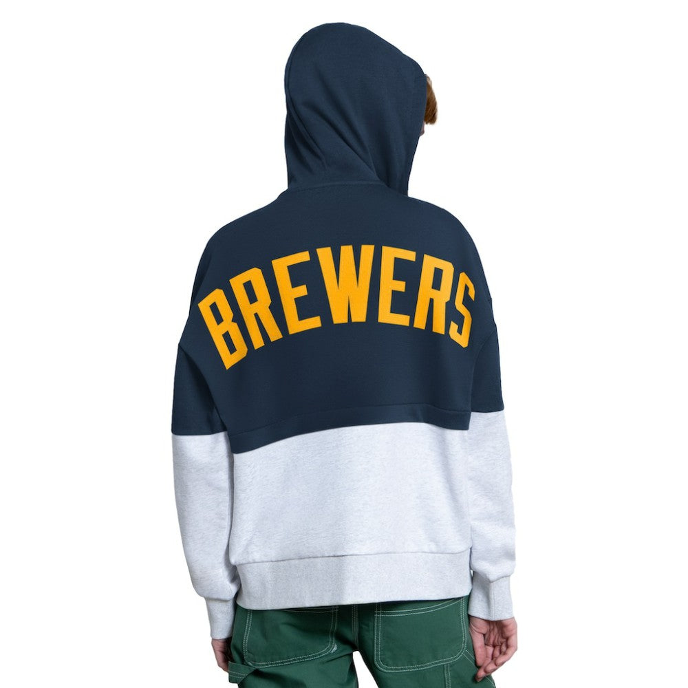Milwaukee Brewers Starter Women's Wishbone Full-Zip Hoodie Navy/Heather Gray