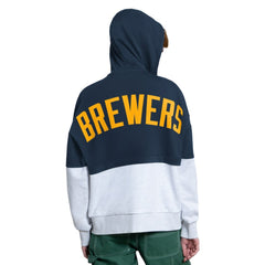 Milwaukee Brewers Starter Women's Wishbone Full-Zip Hoodie Navy/Heather Gray