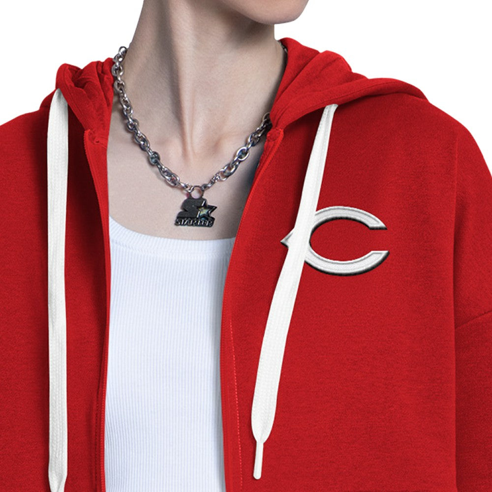 Cincinnati Reds Starter Women's Wishbone Full-Zip Hoodie Red/Heather Gray
