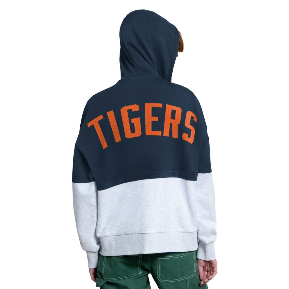 Detroit Tigers Starter Women's Wishbone Full-Zip Hoodie Navy/Heather Gray