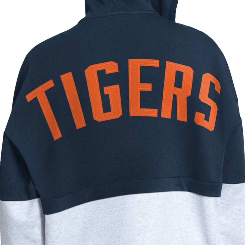 Detroit Tigers Starter Women's Wishbone Full-Zip Hoodie Navy/Heather Gray
