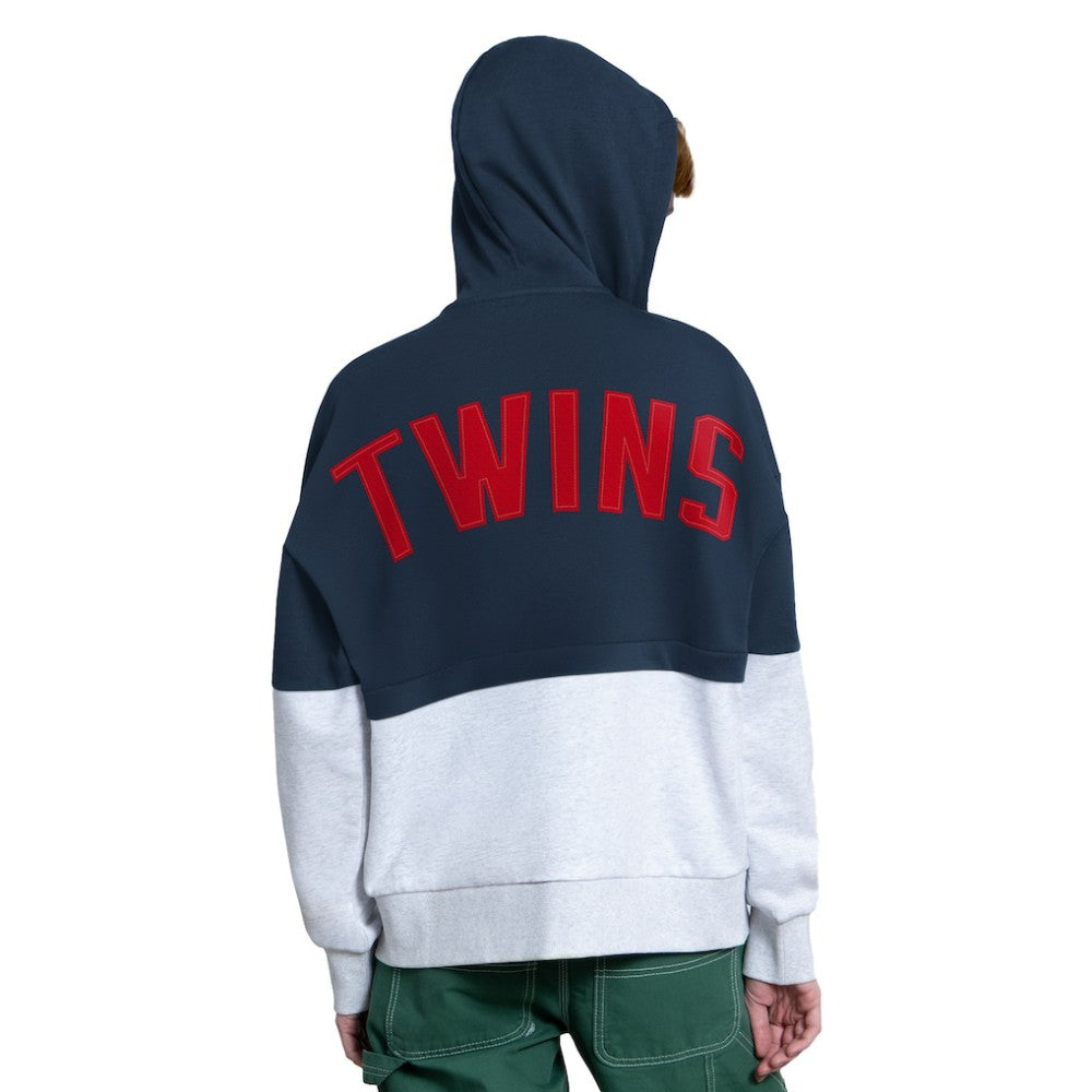Minnesota Twins Starter Women's Wishbone Full-Zip Hoodie Navy/Heather Gray