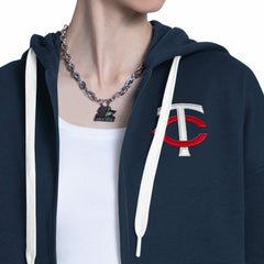 Minnesota Twins Starter Women's Wishbone Full-Zip Hoodie Navy/Heather Gray