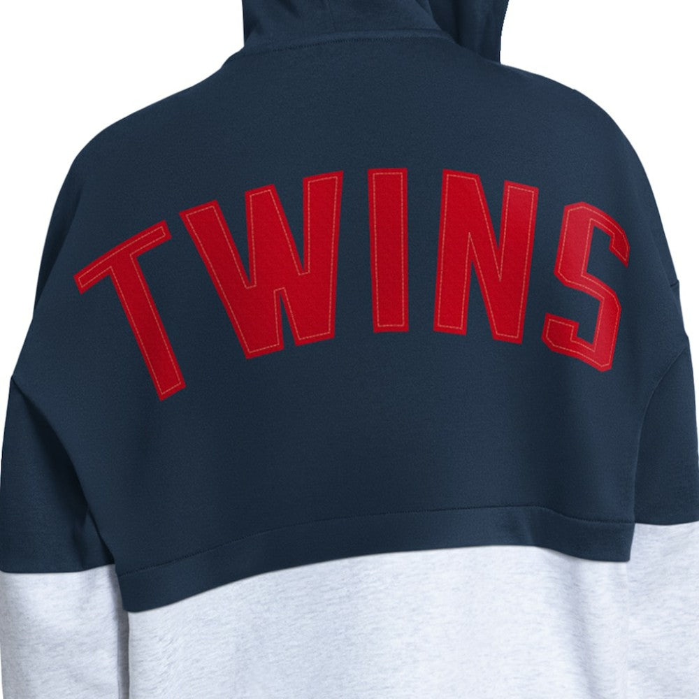 Minnesota Twins Starter Women's Wishbone Full-Zip Hoodie Navy/Heather Gray