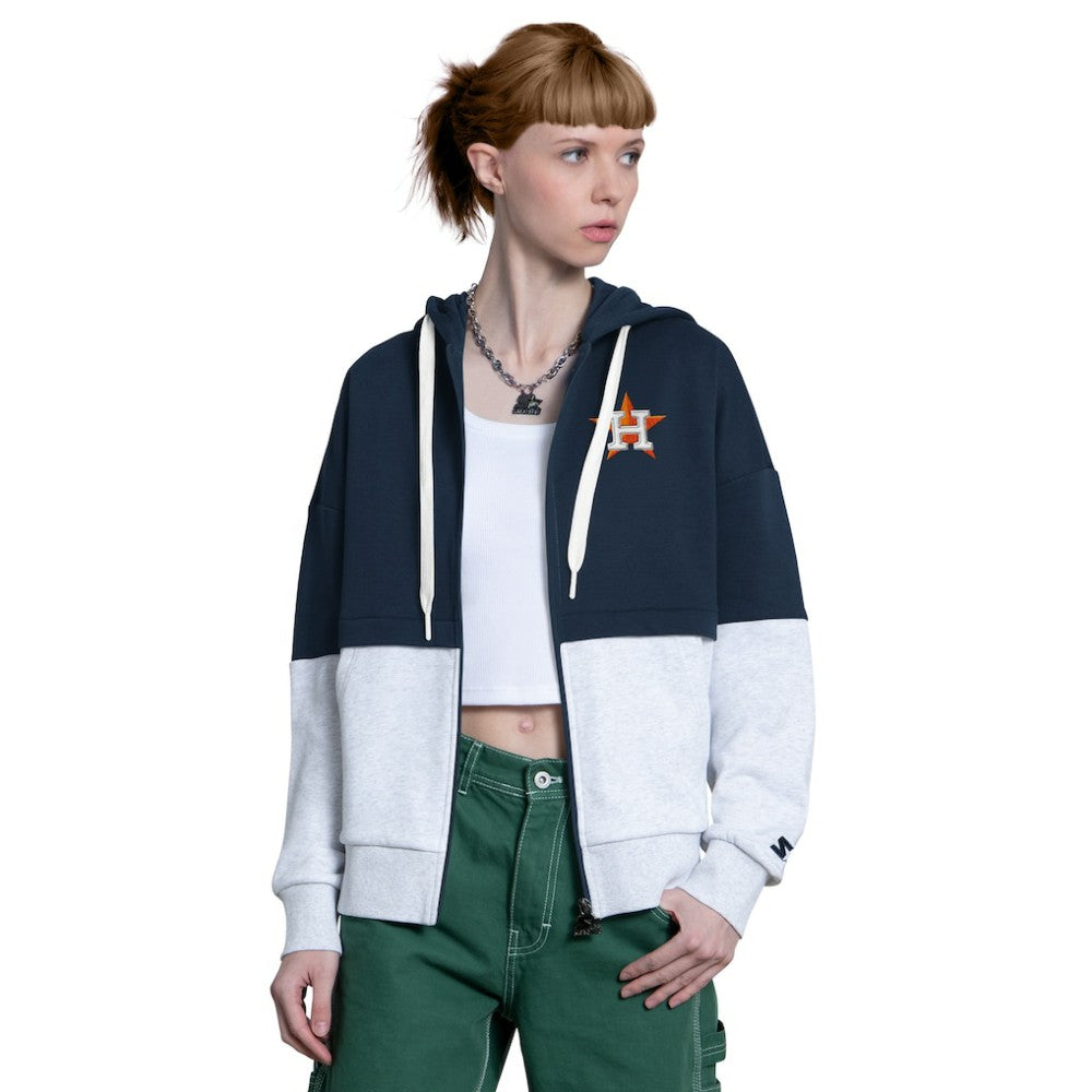 Houston Astros Starter Women's Wishbone Full-Zip Hoodie Navy/Heather Gray