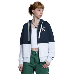 New York Yankees Starter Women's Wishbone Full-Zip Hoodie Navy/Heather Gray