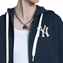 New York Yankees Starter Women's Wishbone Full-Zip Hoodie Navy/Heather Gray