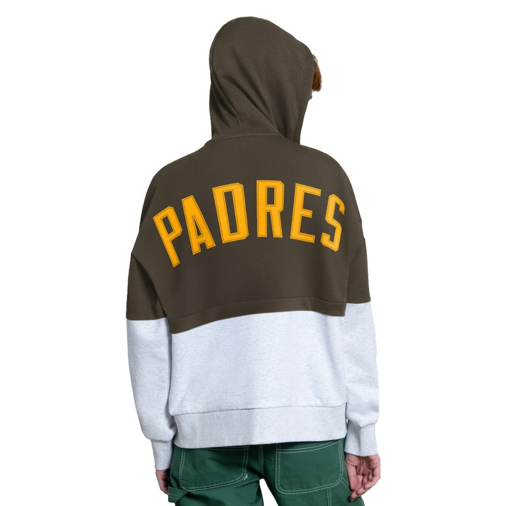 San Diego Padres Starter Women's Wishbone Full-Zip Hoodie Brown/Heather Gray