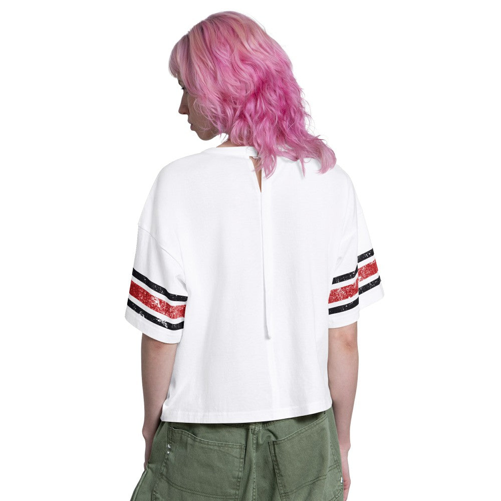 Cincinnati Reds Starter Women's Cropped Hurry Up Offense T-Shirt White