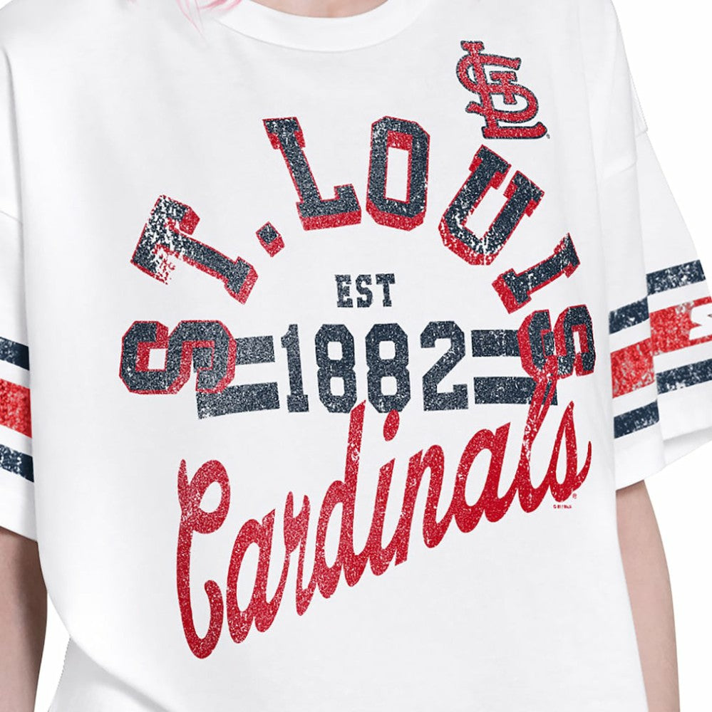 St. Louis Cardinals Starter Women's Cropped Hurry Up Offense T-Shirt White