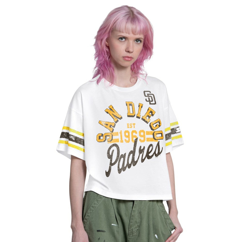 San Diego Padres Starter Women's Cropped Hurry Up Offense T-Shirt White