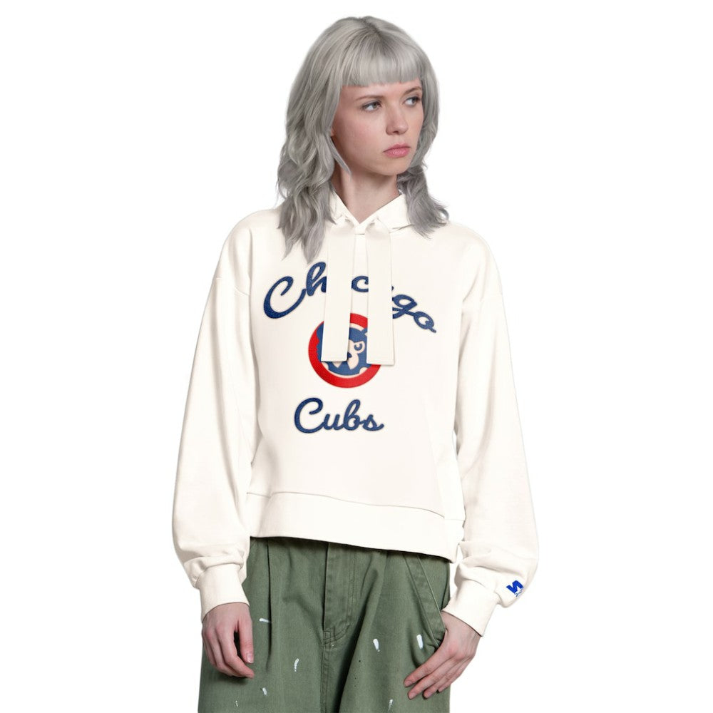 Chicago Cubs Starter Women's Baseline Hoodie Sweatshirt Cream