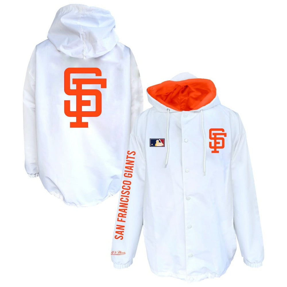 San Francisco Giants Big & Tall Full-Snap Hooded Jacket White | Mitchell & Ness