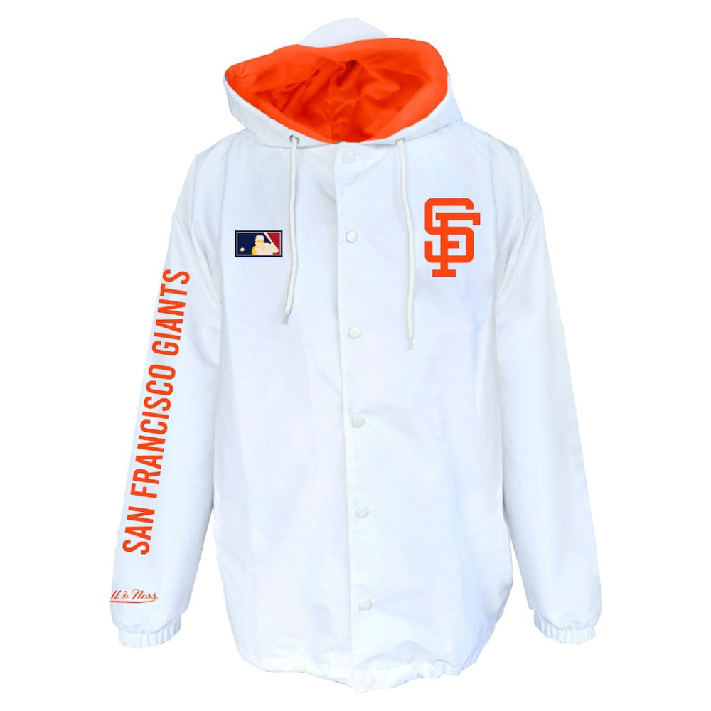 San Francisco Giants Big & Tall Full-Snap Hooded Jacket White | Mitchell & Ness