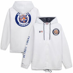 Detroit Tigers Big & Tall Full-Snap Hooded Jacket White | Mitchell & Ness